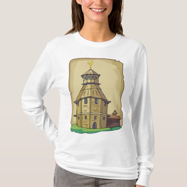 Medieval Wooden Watchtower and Fortress T Shirt (Framsida)