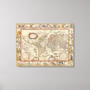Medieval World Map (av Willem Blaeu) Canvastryck