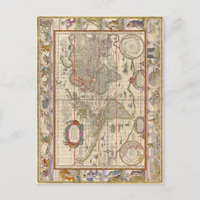 Medieval World Map (av Willem Blaeu) Vykort (Framsida)