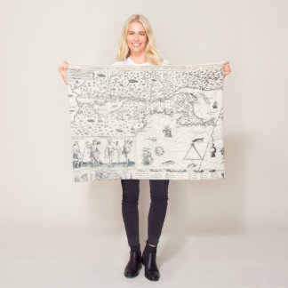 Medieval World map Quebec Nouvelle-Frankrike Ameri Fleecefilt