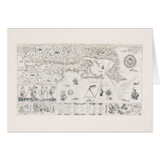 Medieval World map Quebec Nouvelle-Frankrike Ameri Hälsningskort