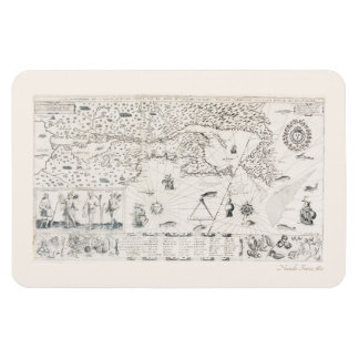 Medieval World map Quebec Nouvelle-Frankrike Ameri Magnet