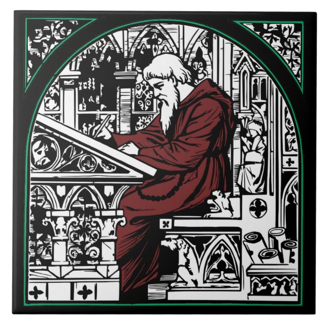 Medieval Write Desk och Munk Kakelplatta (Framsidan)