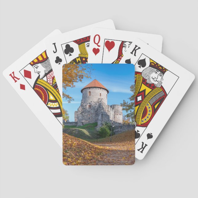 Medievalslott omgivet av skog casinokort (Baksidan)