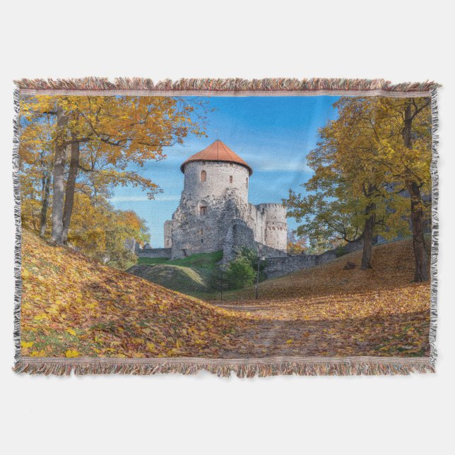 Medievalslott omgivet av skog filt (Framsidan)