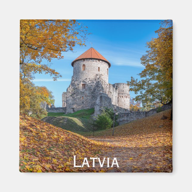 Medievalslott omgivet av skog magnet (Framsidan)