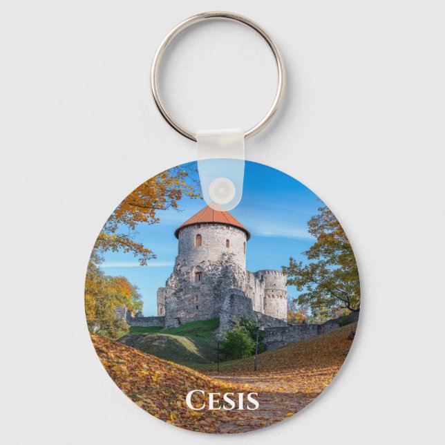 Medievalslott omgivet av skog nyckelring (Framsida)