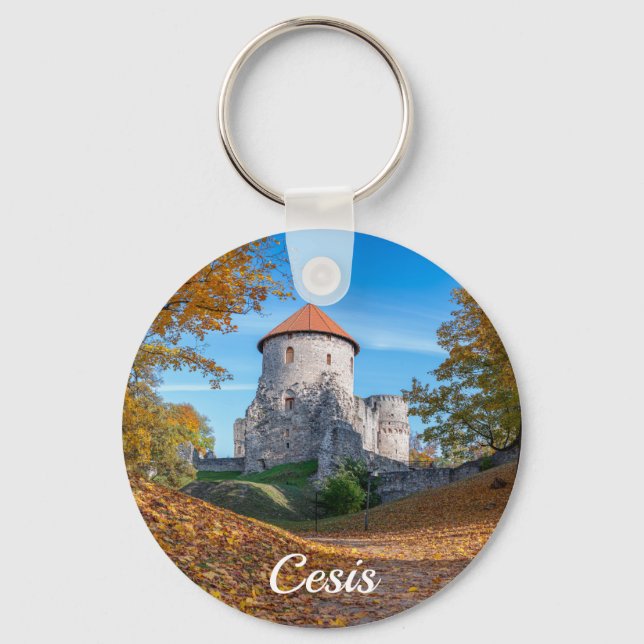 Medievalslott omgivet av skog nyckelring (Framsida)