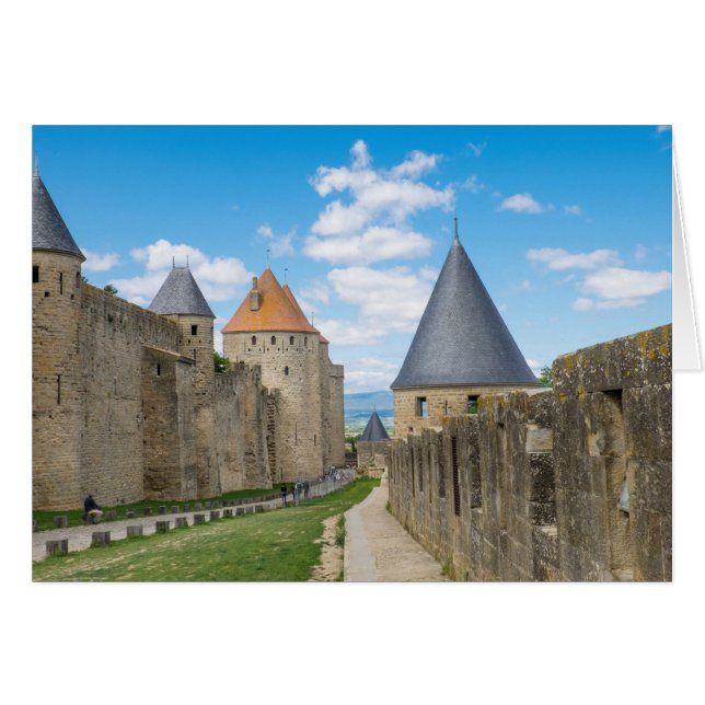Medievalväggar på Carcassonne Hälsningskort (Framsidan Horizontal)