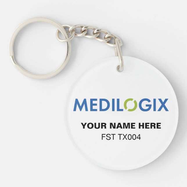 MEDILOGIX Nyckelring Rund Lägg till text (Framsidan)