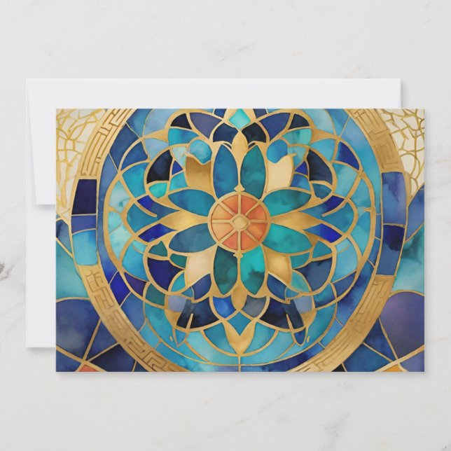 "Medina Maze: Moroccan-Inspired Geometric Design o Julkort (Framsida)