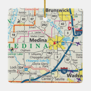 Medina Ohio Road Karta Julgransprydnad Keramik