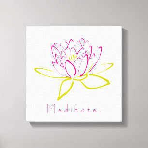 Meditat. Lotus Flower / Vatten Lily Illustration Canvastryck