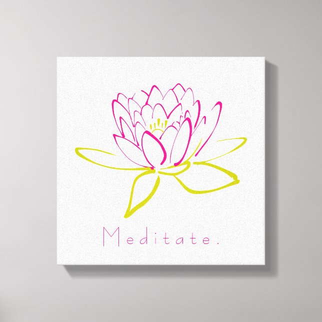 Meditat. Lotus Flower / Vatten Lily Illustration Canvastryck (Framsida)
