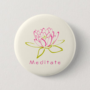 Meditat. Lotus Flower / Vatten Lily Illustration Knapp