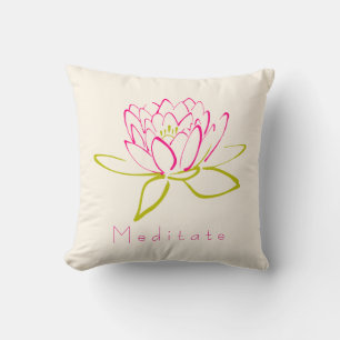 Meditat. Lotus Flower / Vatten Lily Illustration Kudde