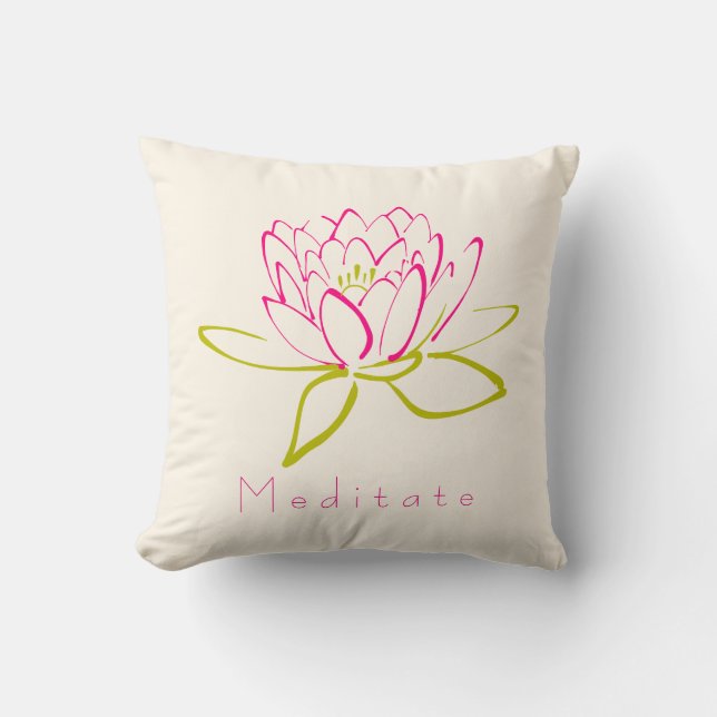 Meditat. Lotus Flower / Vatten Lily Illustration Kudde (Framsida)