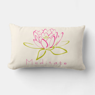Meditat. Lotus Flower / Vatten Lily Illustration Lumbarkudde