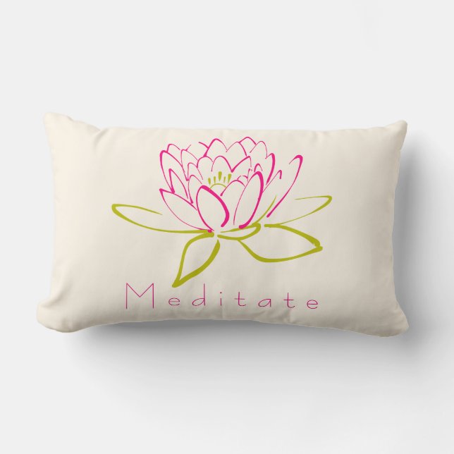 Meditat. Lotus Flower / Vatten Lily Illustration Lumbarkudde (Framsida)