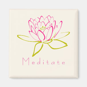 Meditat. Lotus Flower / Vatten Lily Illustration Magnet