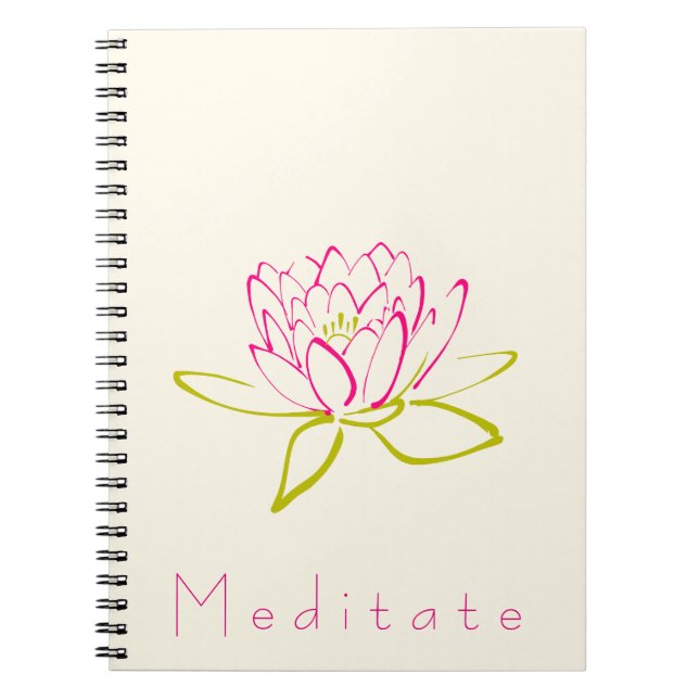 Meditate Lotus Flower / Vatten Lily Illustratio Anteckningsbok Med Spiral (Framsidan)