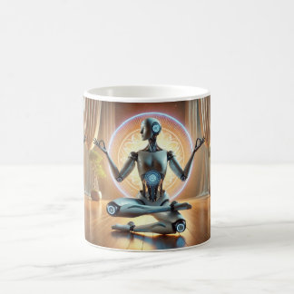 Meditating AI Robot Mug – Zen Cybernetic Kaffemugg