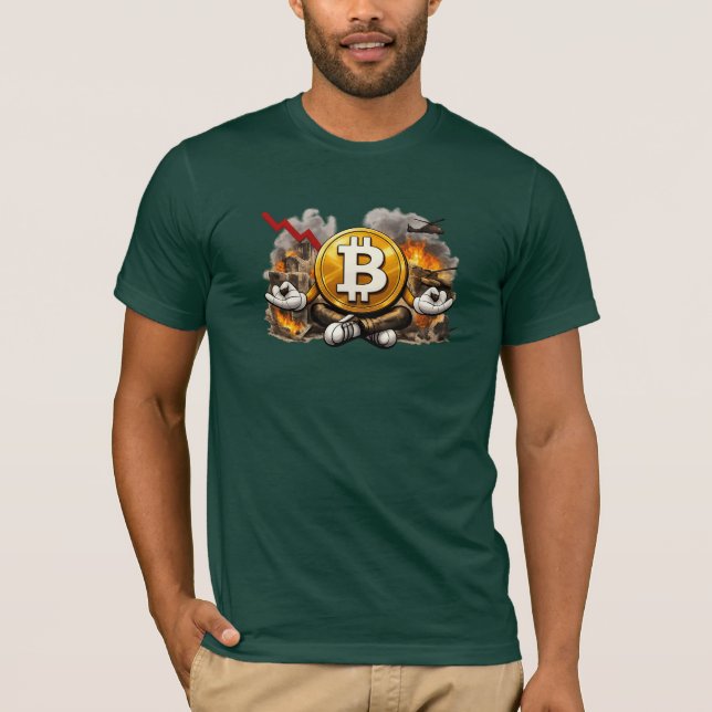 Meditating Bitcoin Lugna i Kaos Crypto T-Shirt (Framsida)