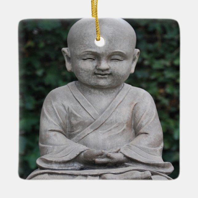 Meditating Buddah staty-foto Julgransprydnad Keramik (Framsida)