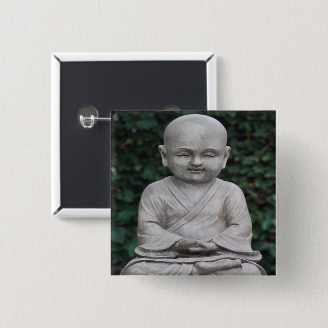 Meditating Buddah staty-foto Knapp (Framsida & baksida)
