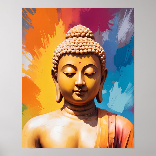 Meditating Buddha Colorful Artwork Poster (Framsidan)