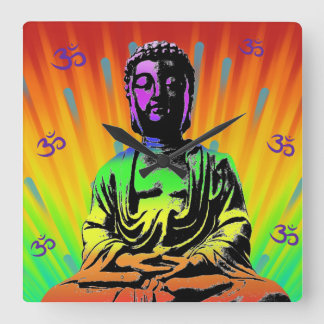 Meditating Buddha Fyrkantig Klocka