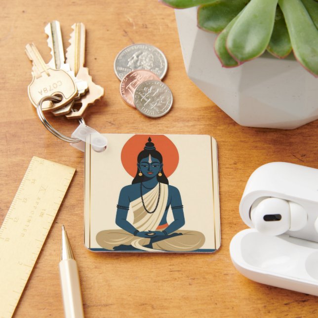 Meditating Buddha Keychain Nyckelring (Skrivbord)