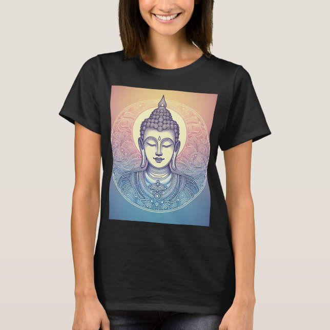 Meditating Buddha Mandala Art T-Shirt - Zen Spirit (Framsida)