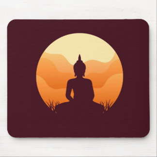 Meditating Buddha Sunset Mousepad Musmatta