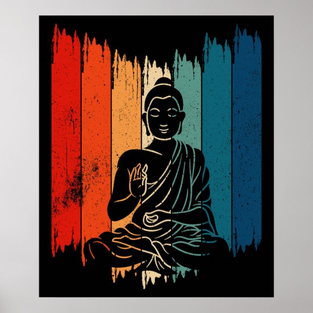 Meditating Buddha Vintage Retro Buddha Poster (Framsidan)