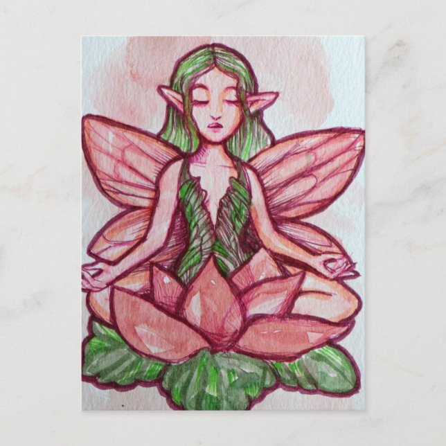 Meditating Fairy Vykort (Framsida)
