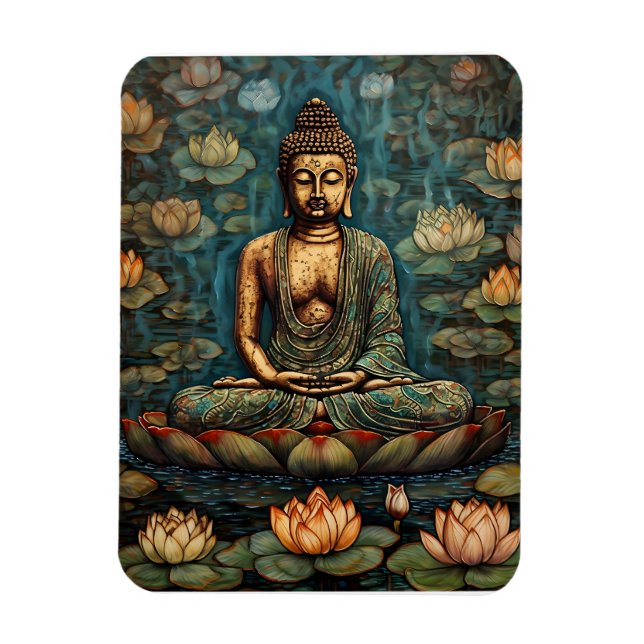 Meditating Gautam Buddha Art Magnet (Vertikal)