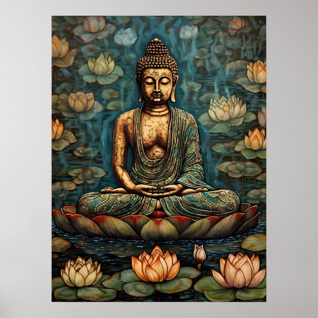 Meditating Gautam Buddha Art Poster (Framsidan)