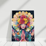 Meditating Girl Flowers Universe Poster<br><div class="desc">Yoga Girl Meditating Flowers Universe Poster</div>