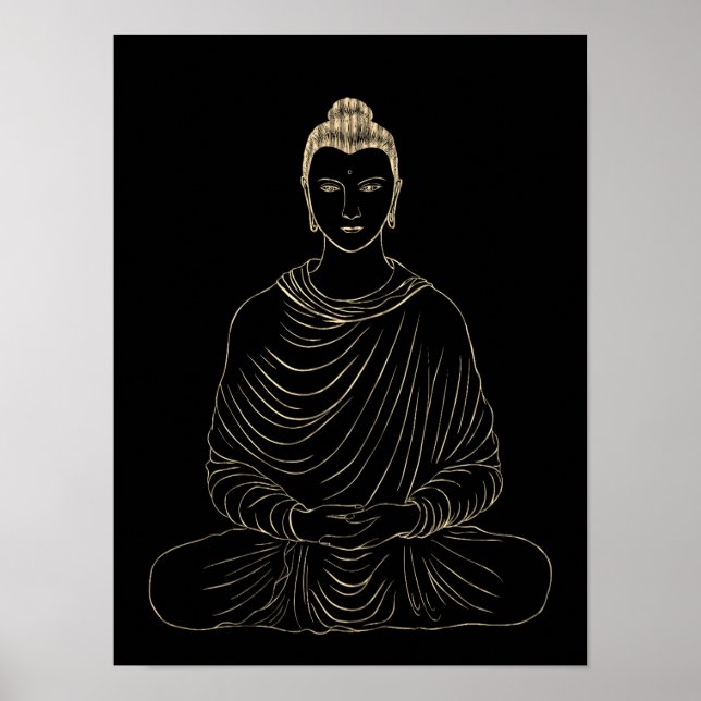 Meditating Golden Buddha Poster (Framsidan)