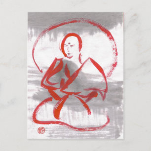 Meditating Shaolin Munk vycard Vykort