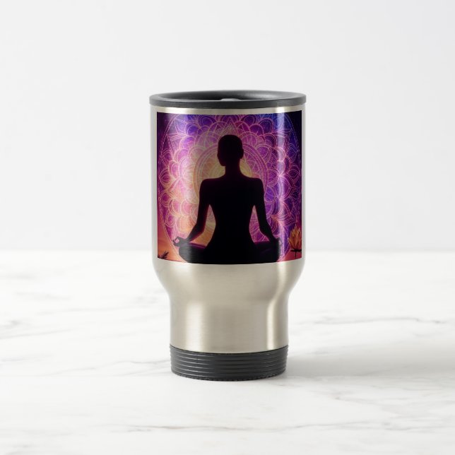 Meditating Silhouette Tumbler - Andlig Resemugg (Center)