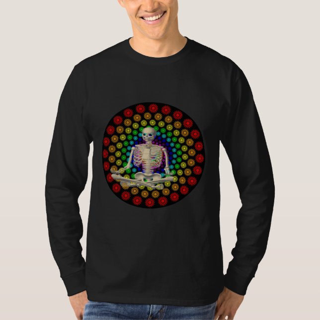 Meditating Skeleton T Shirt (Framsida)