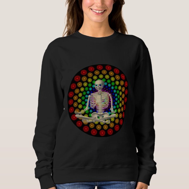 Meditating Skeleton T Shirt (Framsida)