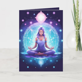 Meditating Yoga Crystals Amethyst Lotus Birthday Kort