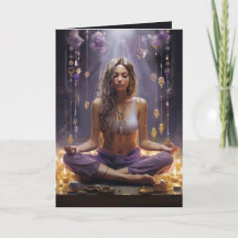 Meditating Yoga Girl, Crystals Amethyst Birthday