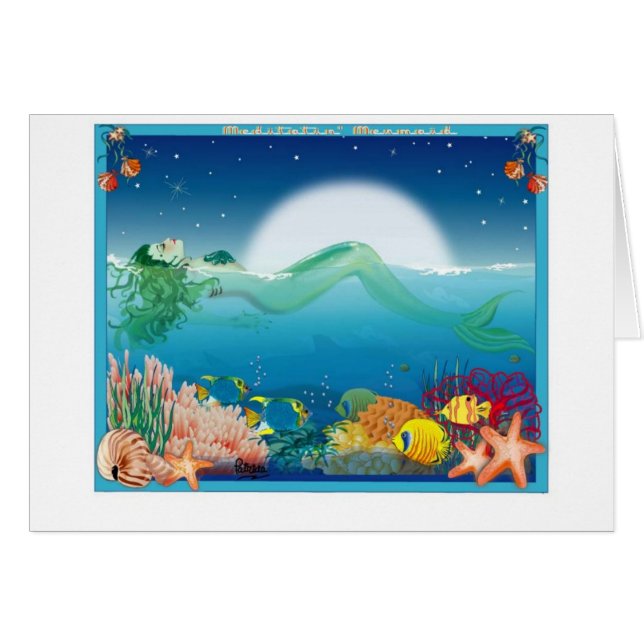 meditatinsjöjungfru hälsningskort (Framsidan Horizontal)