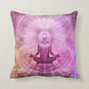 Meditation Abstrakt Art Rosa Violet Lila Guld Kudde