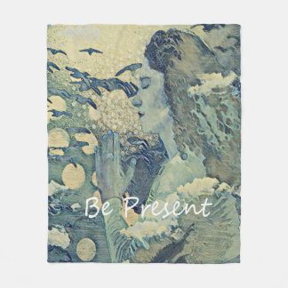 Meditation Andlig Prayer Woman Blue Ssov Fleecefilt