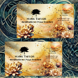 Meditation Andlig Yoga Teacher Guld Lotus Logotyp Visitkort